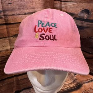 Peace Love & Soul Pink Embroidered Adult Baseball Cap Hat Adjustable Strapback